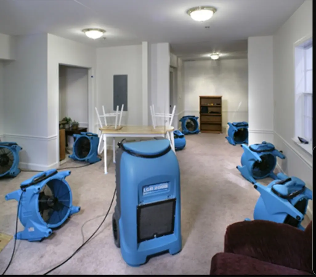 Air movers and dehumidifier setup for Water Extraction & Removal in Maurice River